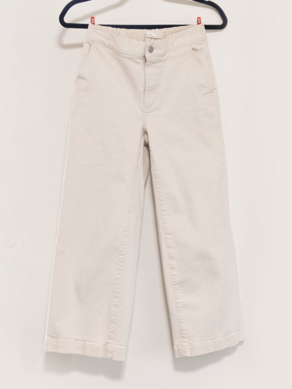 OAK + FORT Wide Leg Sz. Small Elasticated Waist Beige Twill Cotton Pants Casual